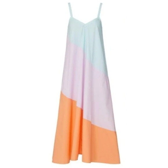 Veda Dress Womens P XXS Fiesta Pastel Fiesta Colorblock Midi Cotton Summer Boho - Picture 2 of 9